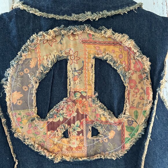 New Boutique Brand Denim Vest with Peace Patch (similar to POL, Easel) - Picture 12 of 12